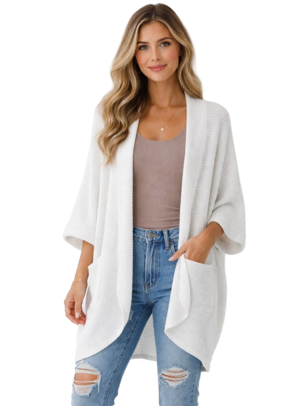 wet seal white knit cardigan sweater